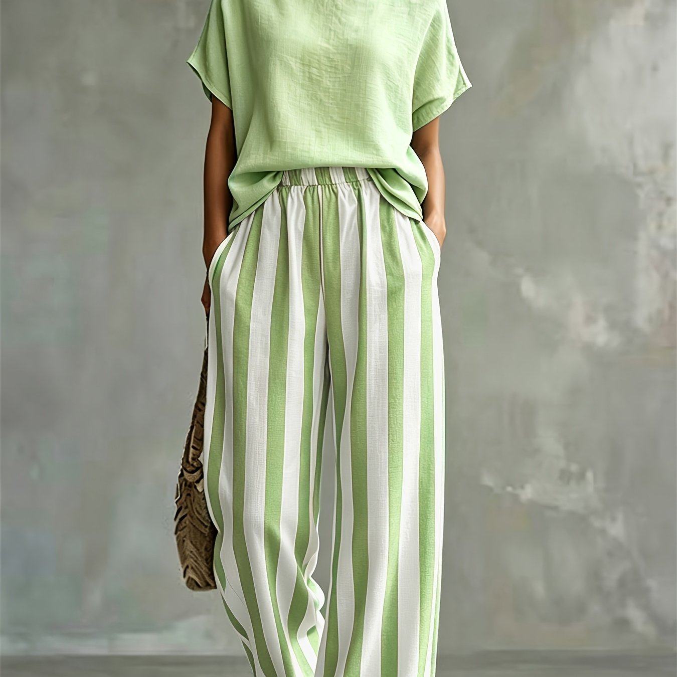 Striped Wide Leg Two Piece Set for Vacation Style