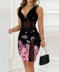 Informal Flower Pattern Opening Narrow Urban Floral Dress