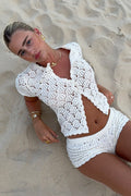 Woman wearing Relaxed Cutout Top and Shorts Set from Hicosy