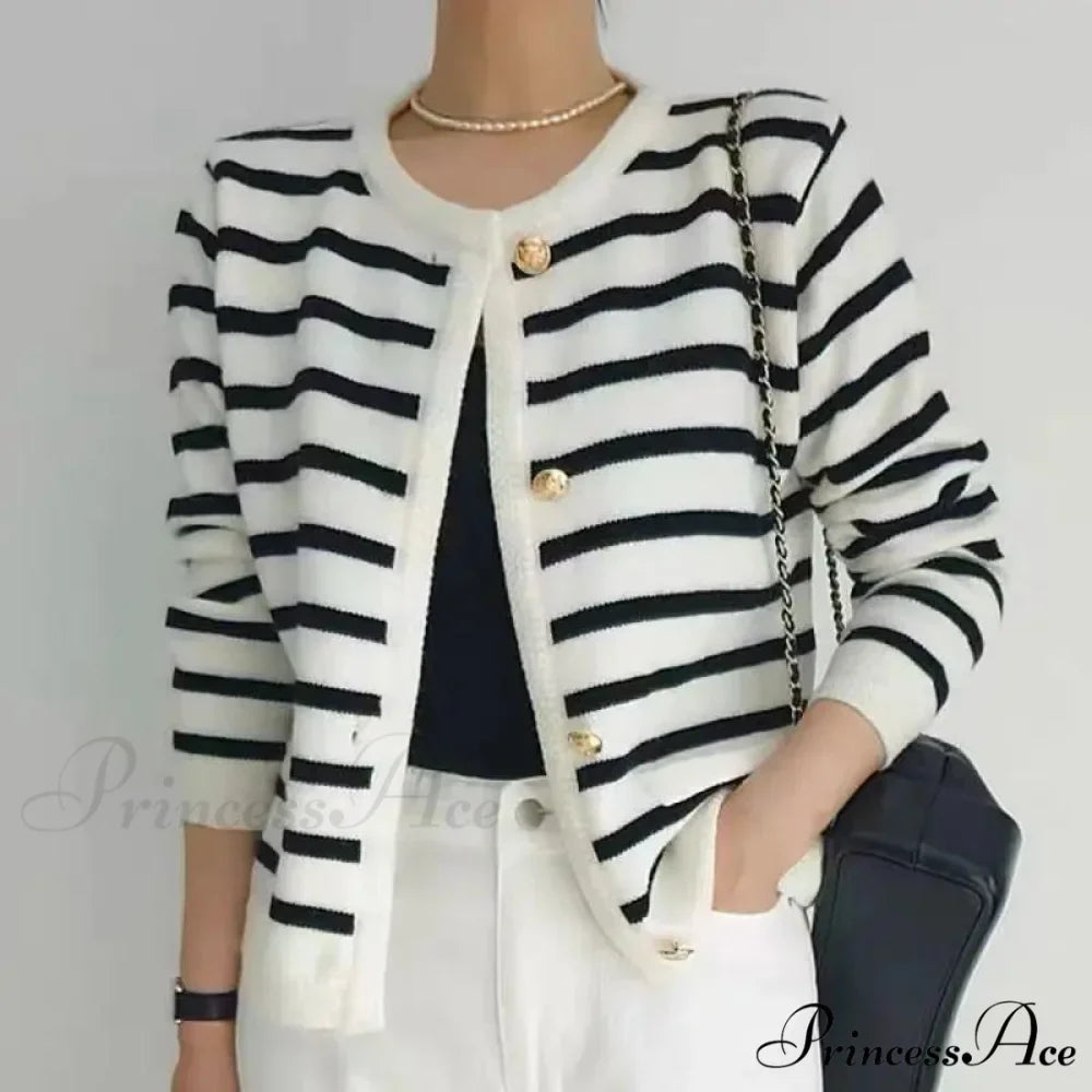 Antique Banded Baggy Knitting Plain Knit Cardigan