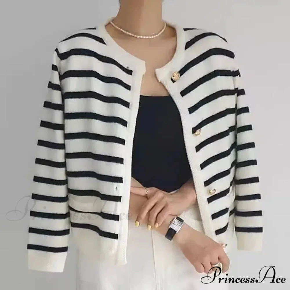 Antique Banded Baggy Knitting Plain Knit Cardigan