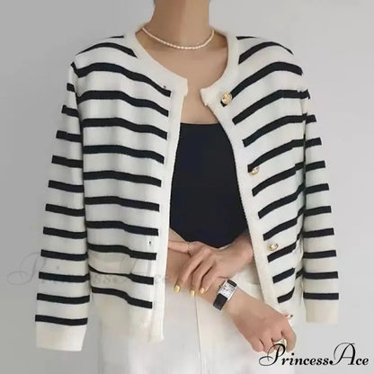 Antique Banded Baggy Knitting Plain Knit Cardigan