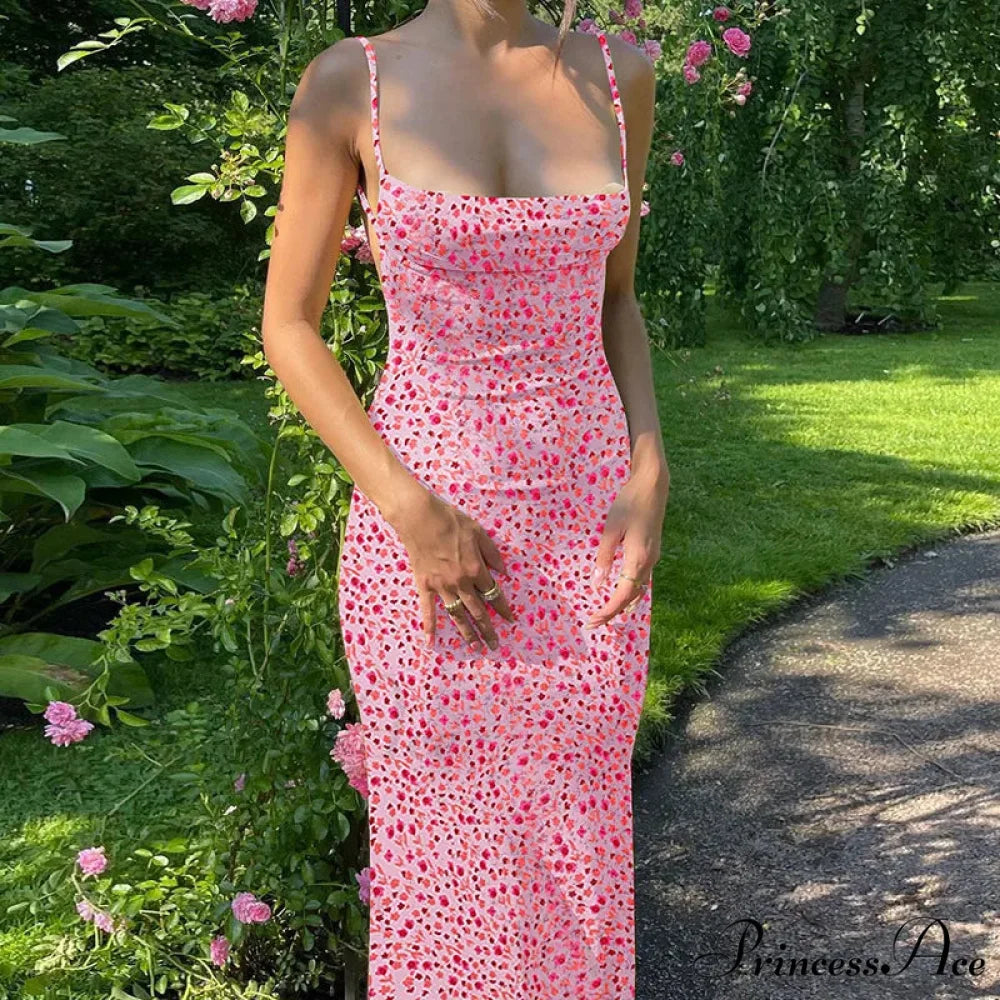 Attractive Backless Flattering Seaside Floral Dress