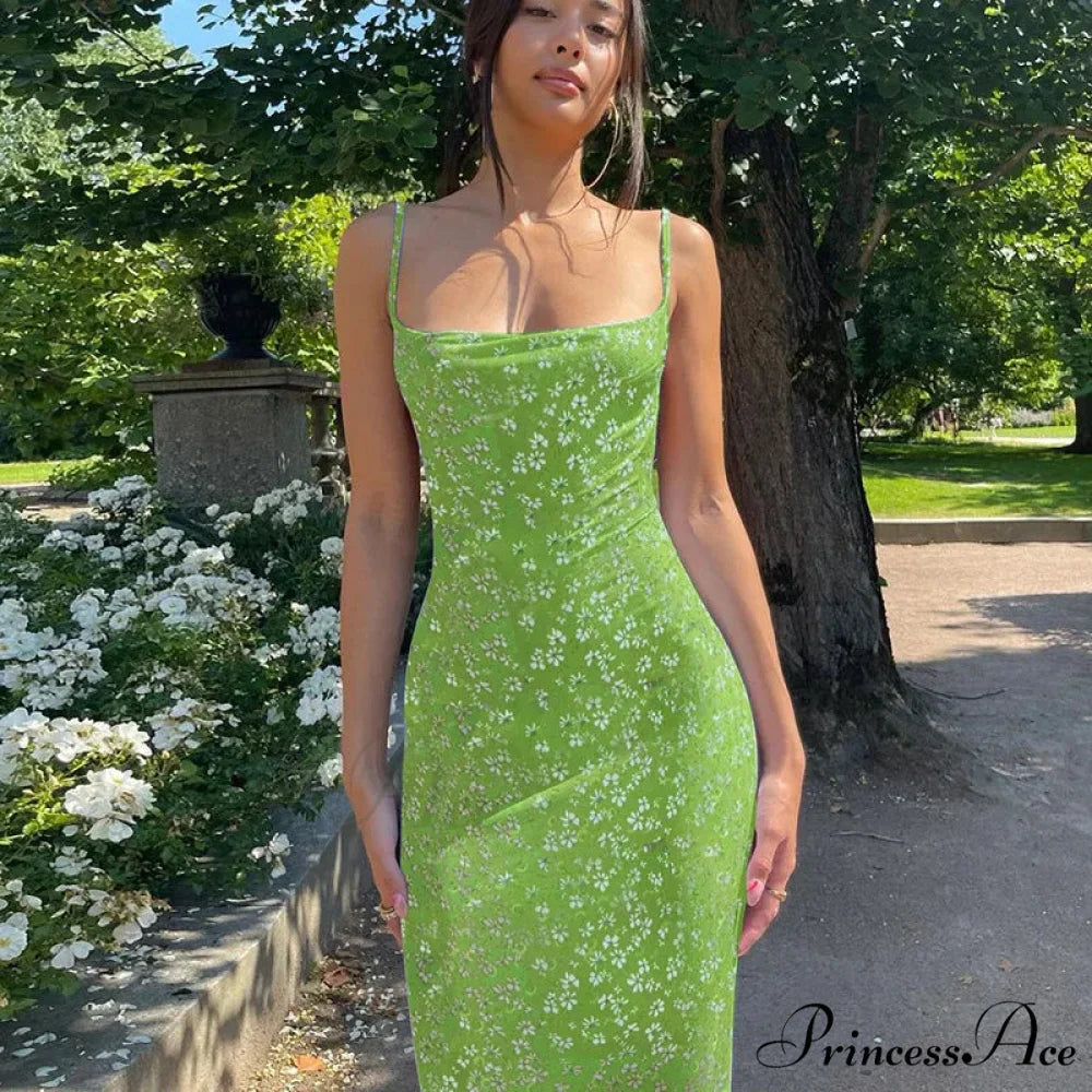 Attractive Backless Flattering Seaside Floral Dress