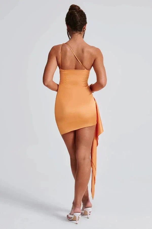 Elegant One-Shoulder Mini Homecoming Dress with Draped Detail