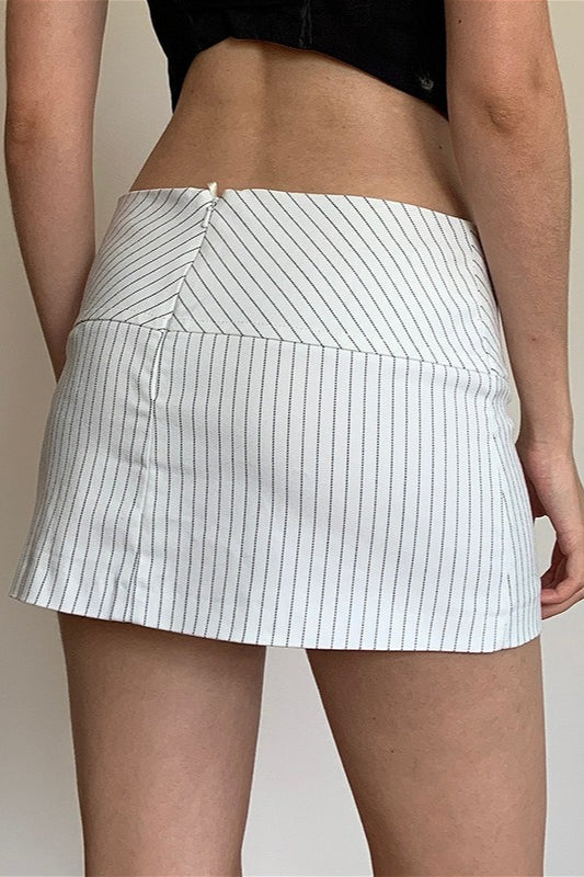 Low Waist Striped Zip Bodycon Mini Skirt