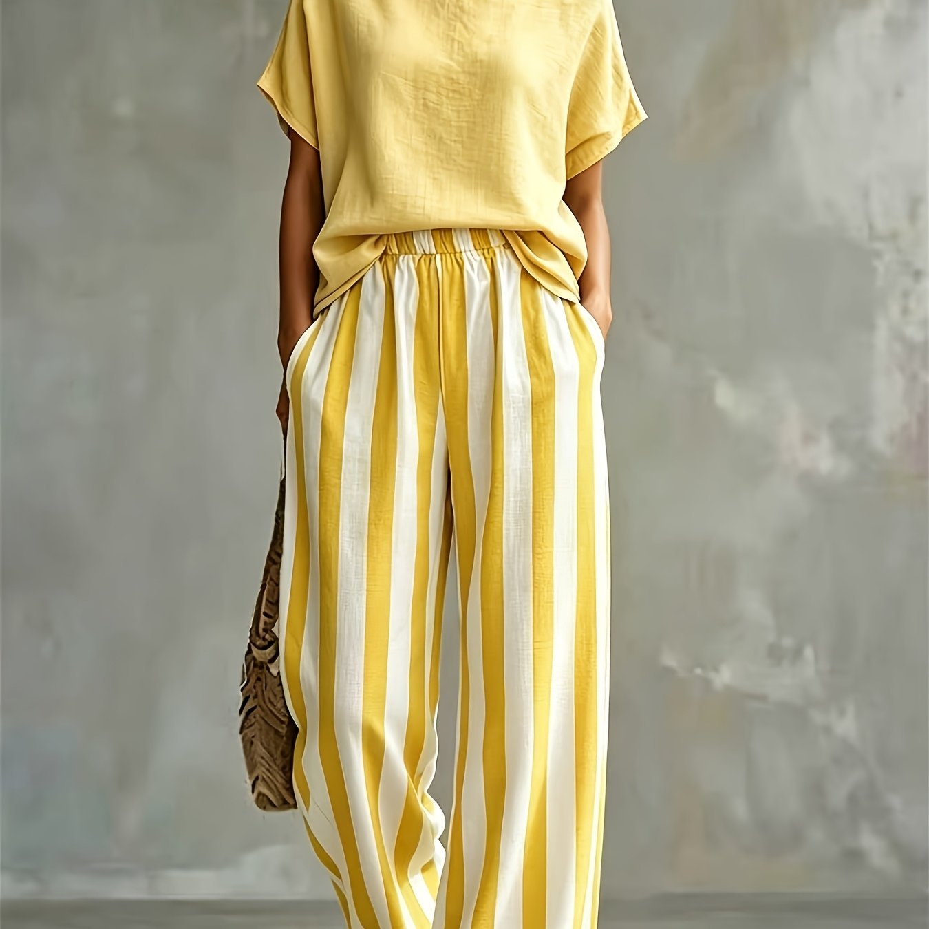 Striped Wide Leg Two Piece Set for Vacation Style