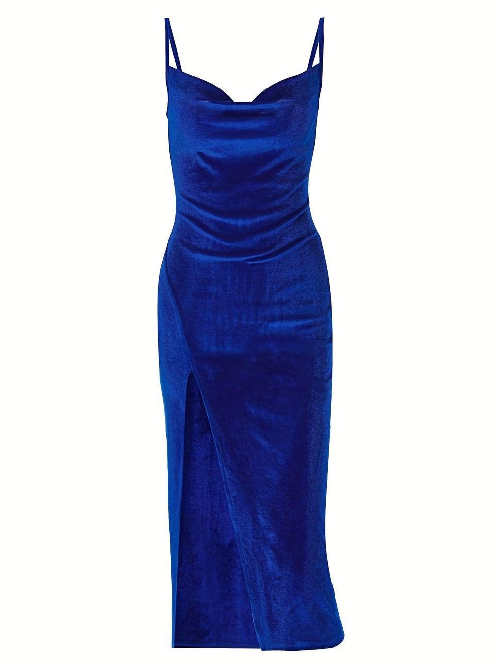 Royal Blue Ruched Slit Homecoming Maxi Dress
