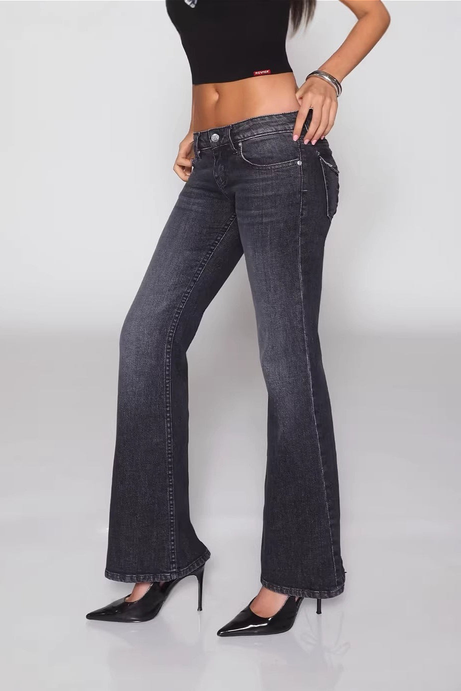 Open Back Lace Up Y2K Flare Jeans