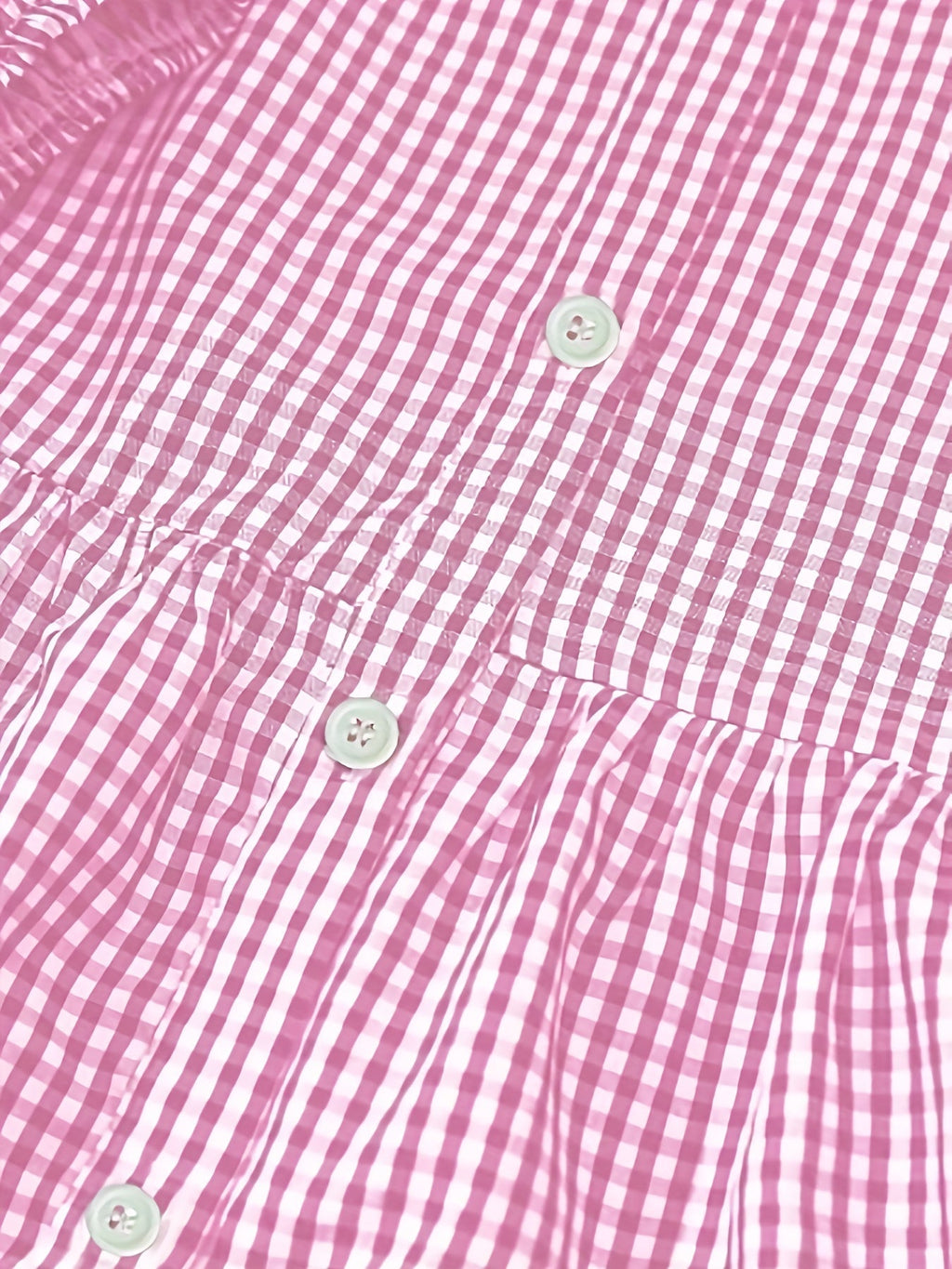 Gingham Check Button Front Tiered Ruffle Hem Mini Dress