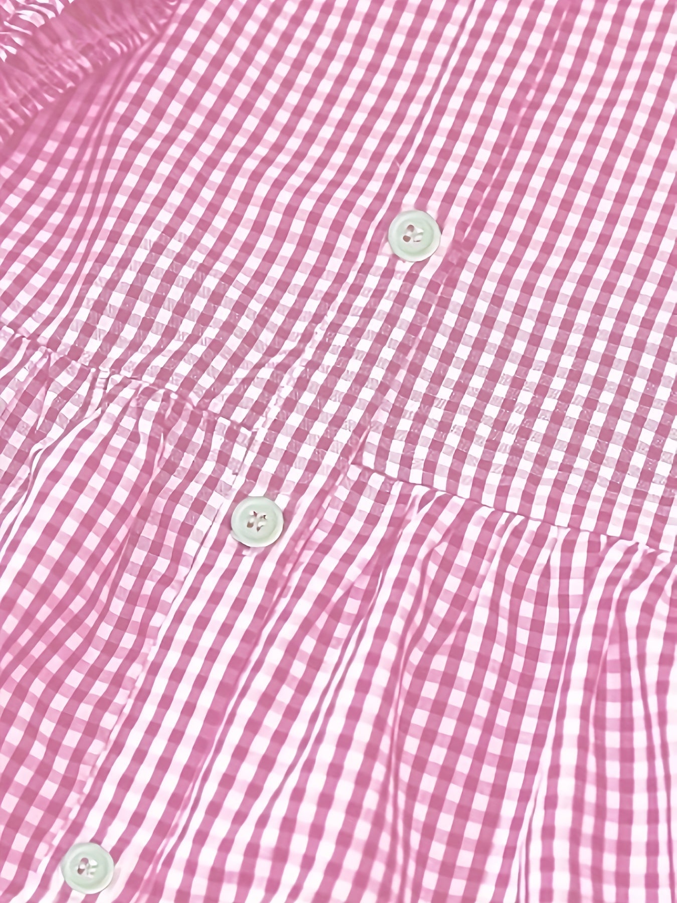 Gingham Check Button Front Tiered Ruffle Hem Mini Dress