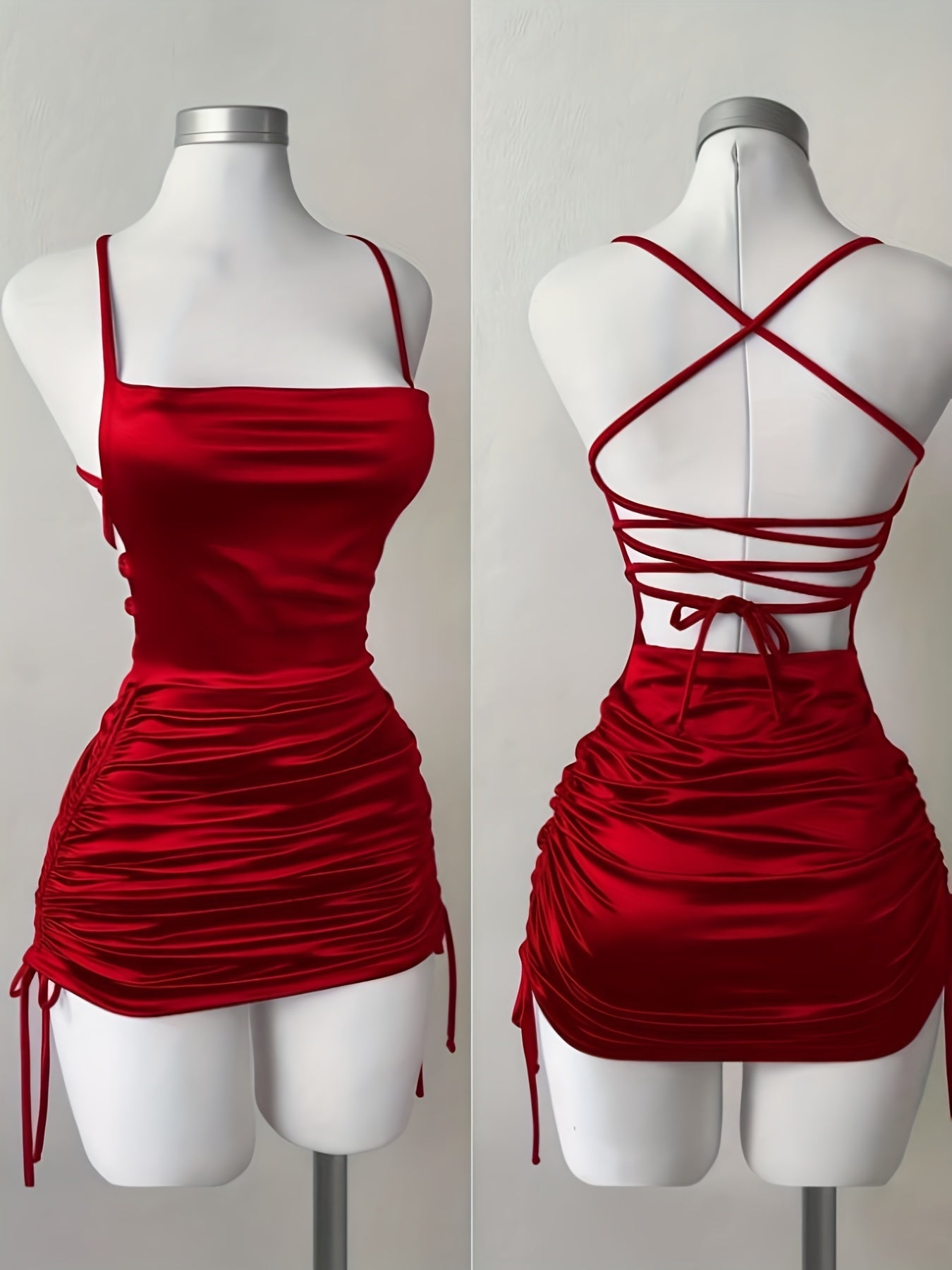 Ruched Drawstring Homecoming Mini Dress