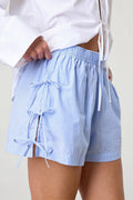 Stripe Bow Elastic Waist Casual Shorts