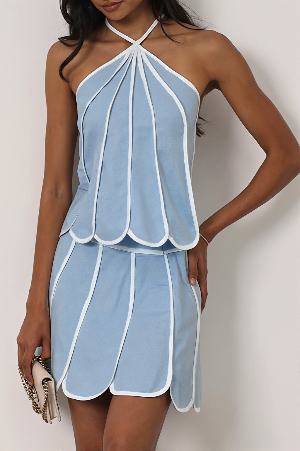 Sexy Halter Backless Sleeveless Top Bodycon Skirt Sets