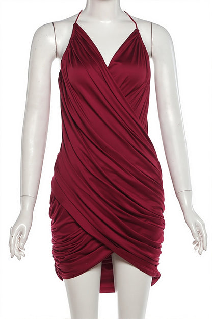 Chic V Neck Ribbed Cami Slim Mini Dress