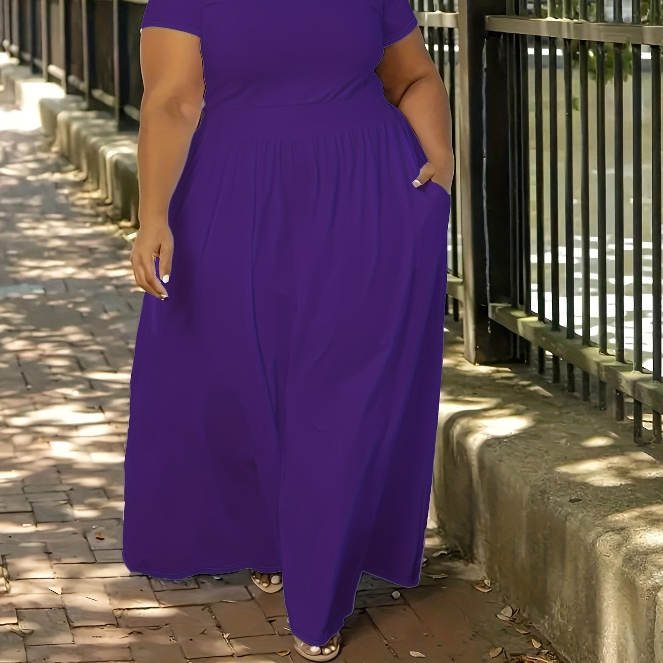 Plus Size Short Sleeve Flowy Maxi Dress