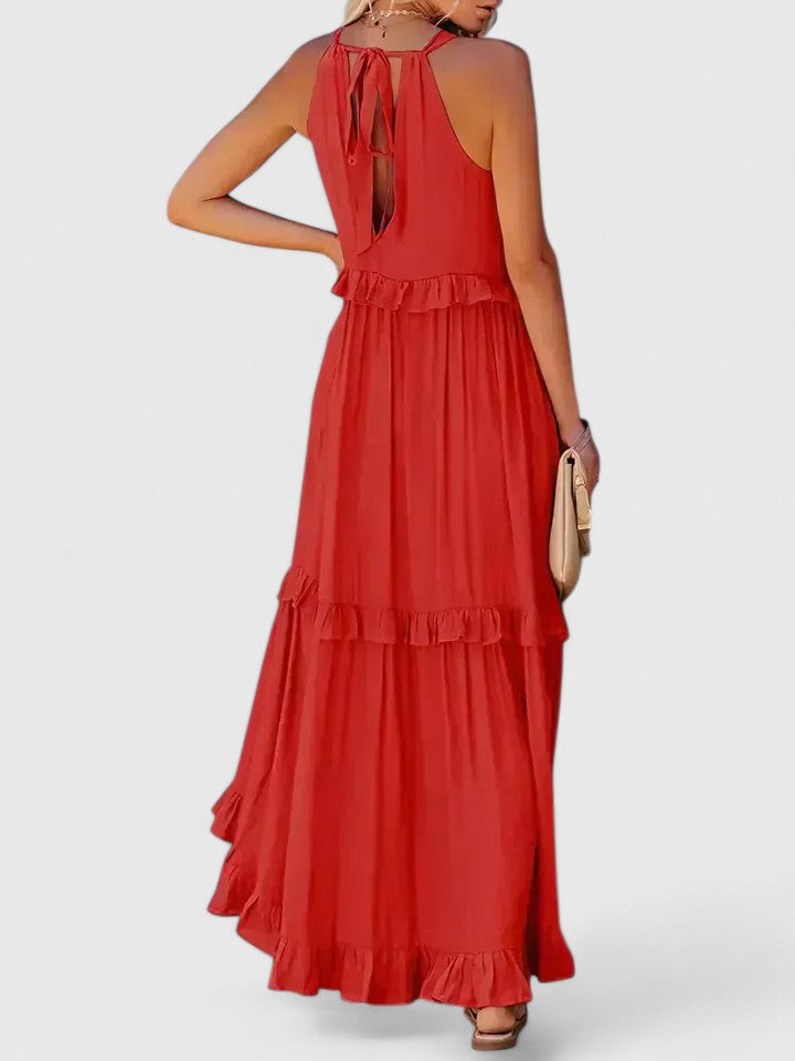 Sleeveless Tiered Maxi Summer Dress Ruffle Detail Loose Fit