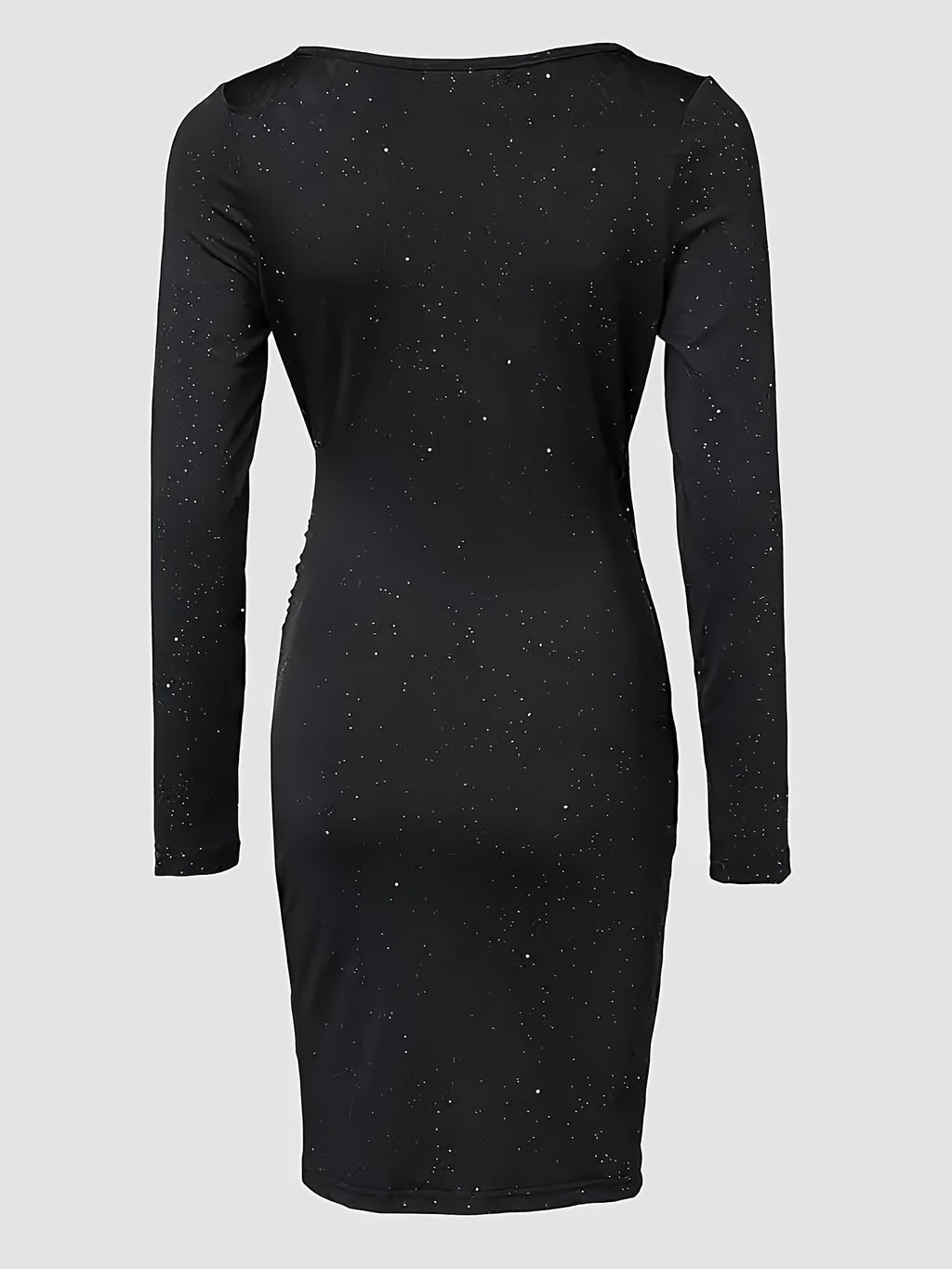 Long Sleeve Ruched Sparkle Mini Homecoming Dress