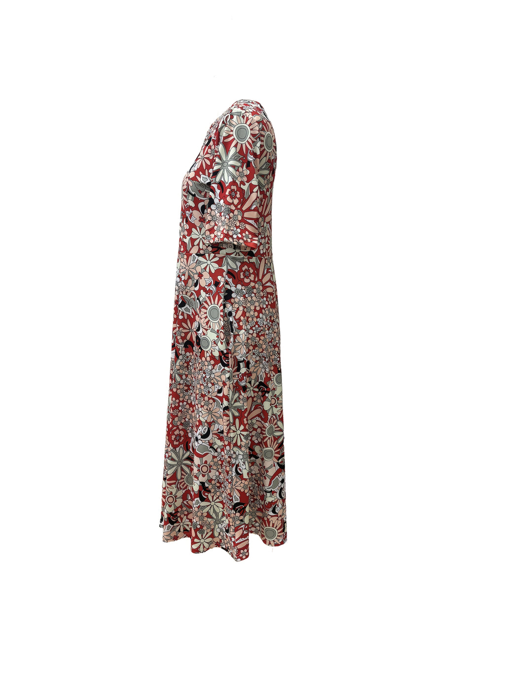 Gabi-Elegant Floral Print V-Neck Midi Dress