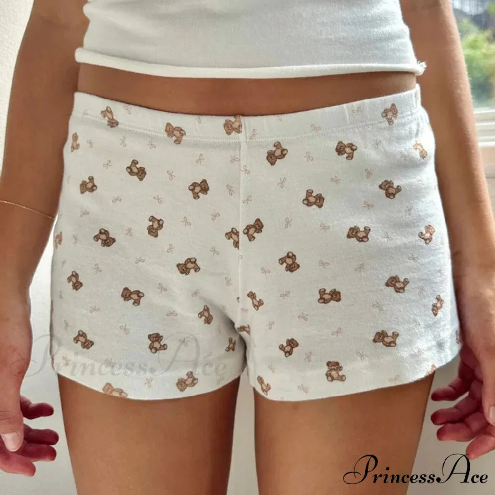 Bear Mark Vintage Tight Fit Tank Low Cut Shorts Two Pieces Set