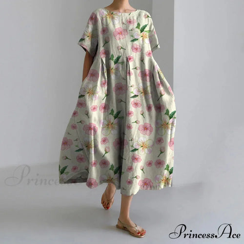 Beautiful 3D Flower Pattern Short Sleeve Midi Evening Dress
