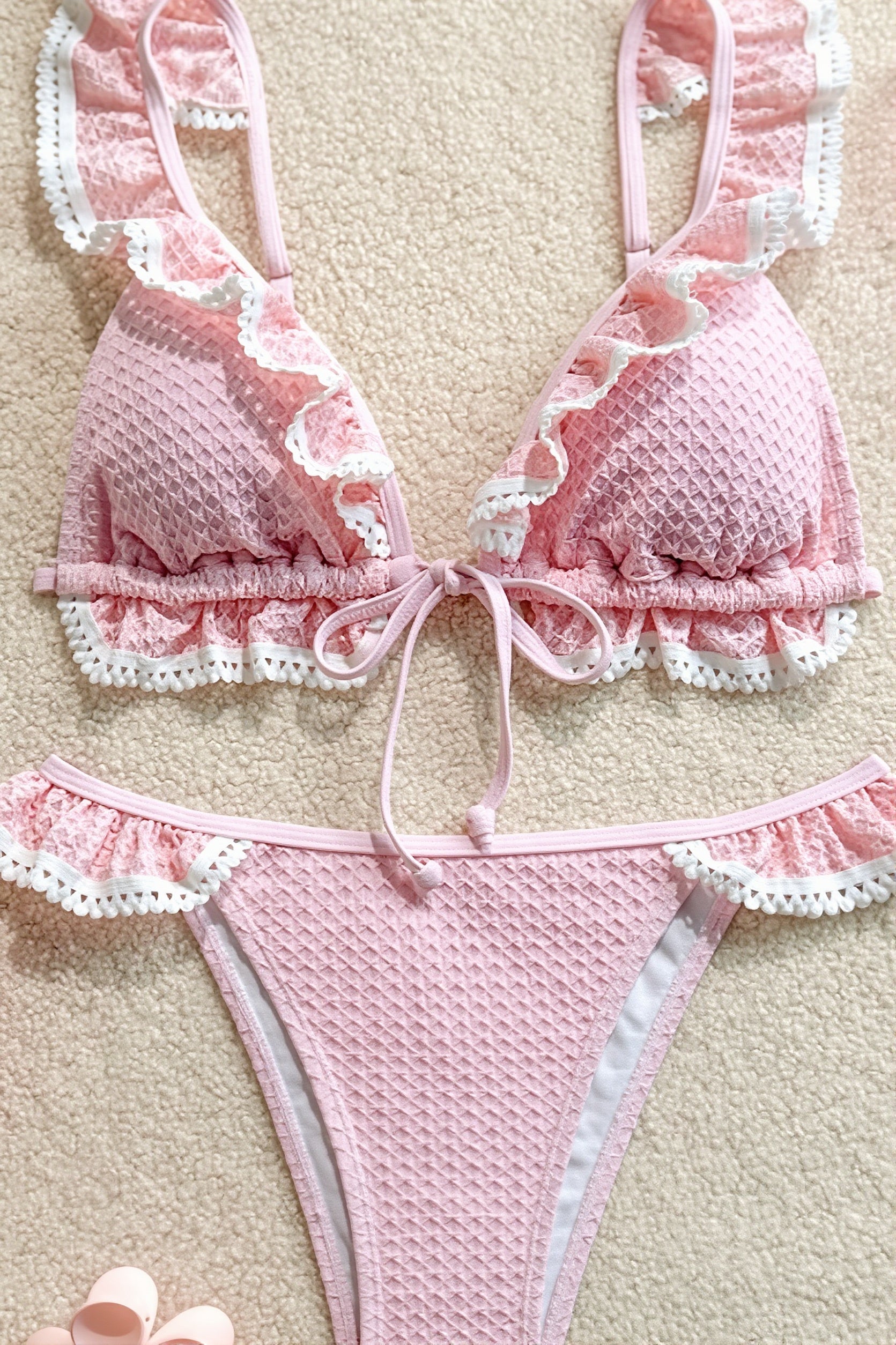 Lace Ruffle Sweet Bikini Set