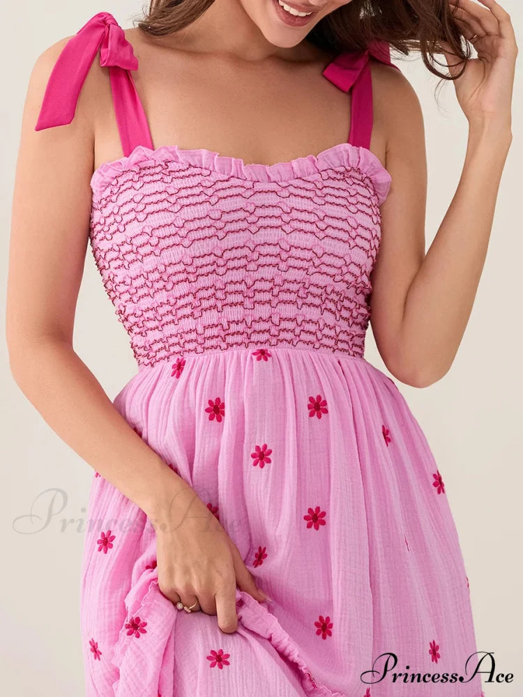 Bind-Shoulder Blooms Tank Layered Frill Sweetheart Floral Garment