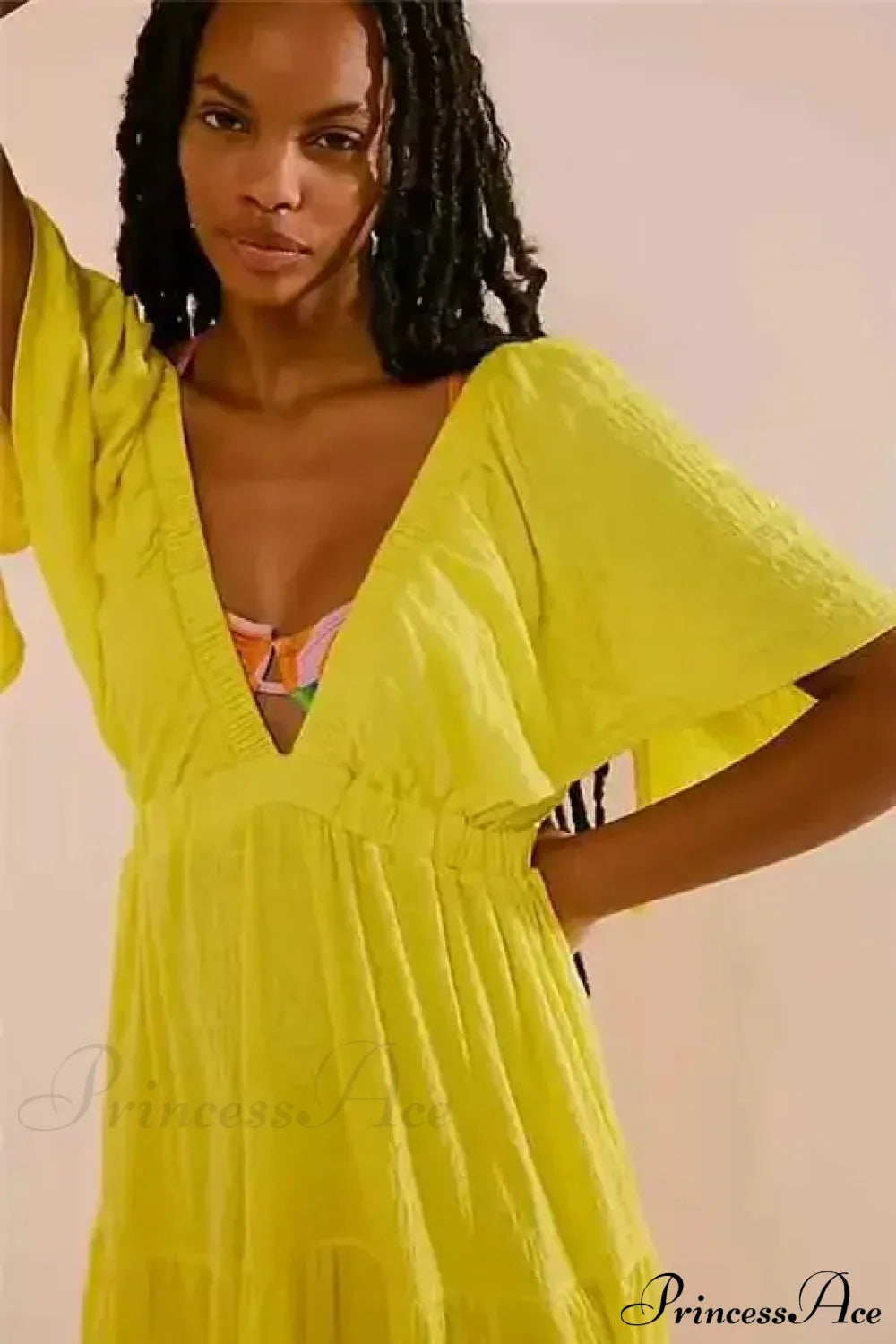 Black Embroidery Round Neck Flare Boho Dress