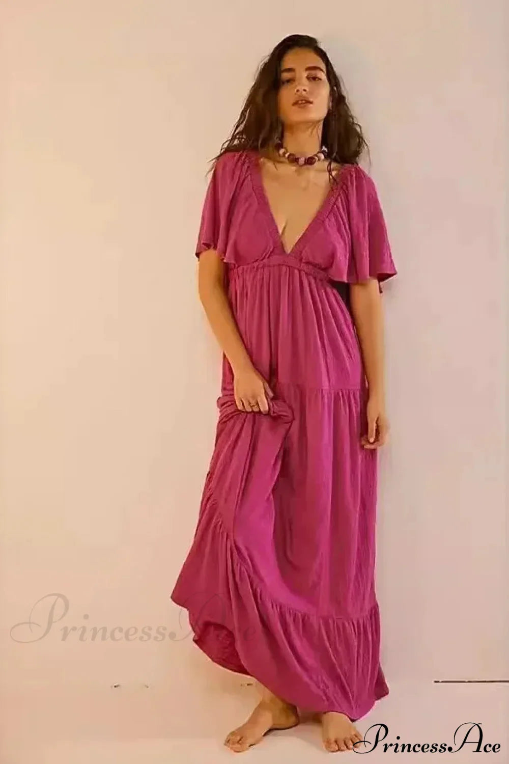 Black Embroidery Round Neck Flare Boho Dress