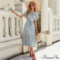 Blooming Frills Cinched Midi Blooming Dress
