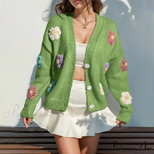 Blossom Unfastened Front Button-Up Relaxed Cropped Knit Cardigan