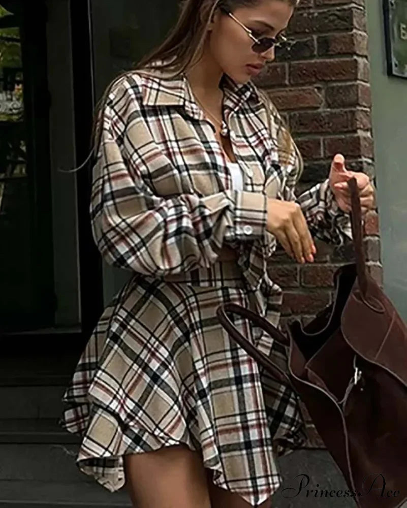 Woman wearing Pleat-Fold Mini Skirt Office Set from Hicosy — view 2