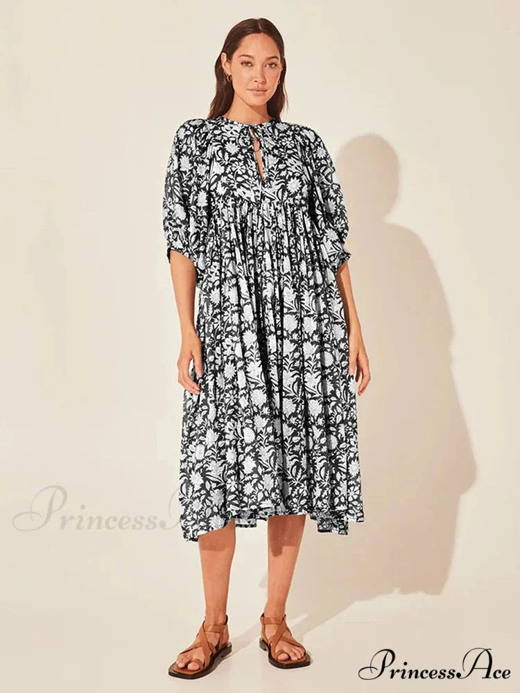 Bohemian Antique Lantern Sleeve Dress