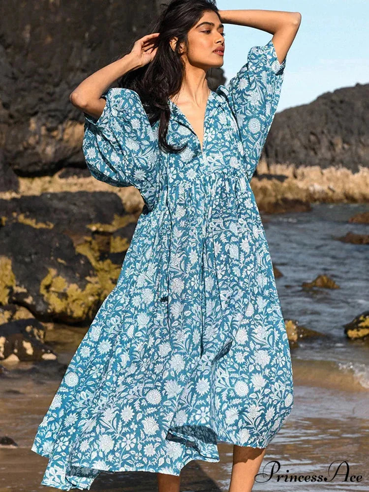 Bohemian Antique Lantern Sleeve Dress