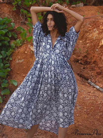 Bohemian Antique Lantern Sleeve Dress