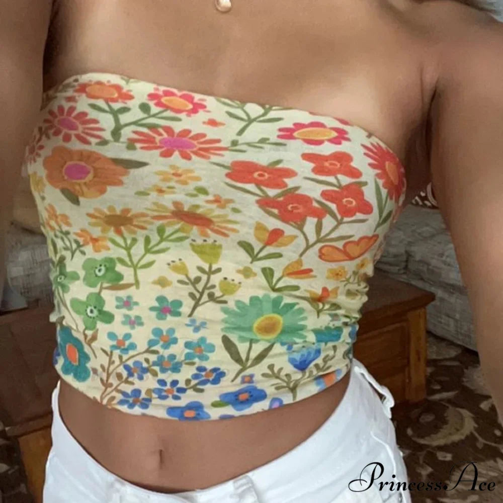 Bohemian Bandeau Off-Shoulder Collegiate Tube Crop Top