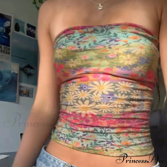 Bohemian Bandeau Off-Shoulder Collegiate Tube Crop Top