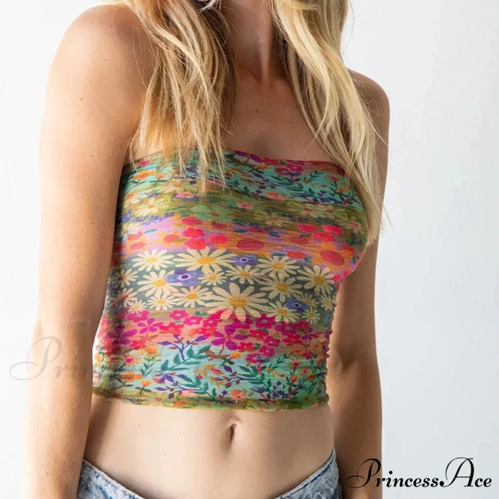 Bohemian Bandeau Off-Shoulder Collegiate Tube Crop Top