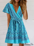 Bohemian Floral Pattern Sashes Free-Spirited Dress