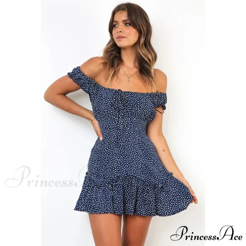 Bohemian Off-The-Shoulder Flowery Chiffon Seaside Dress