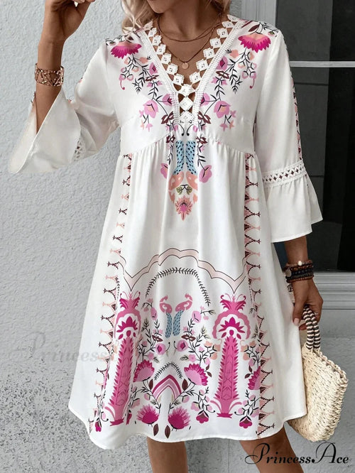 Bohemian Plunging Neckline Flower Celebration Dress