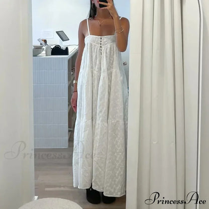 Bohemian Seaside Ivory Cotton Lace A-line Dress