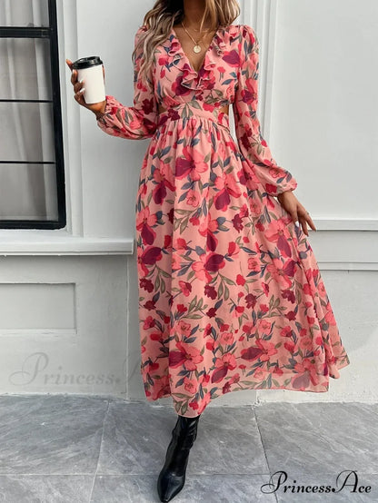Bohemian Seaside Plunging Neckline Full Length Dress