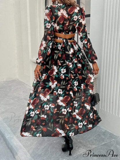 Bohemian Seaside Plunging Neckline Full Length Dress