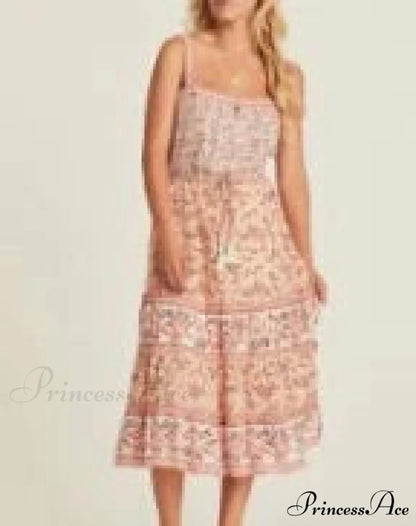 Bohemian Sundress Seductive Sleeveless Strap Rayon Floral Beach Dress