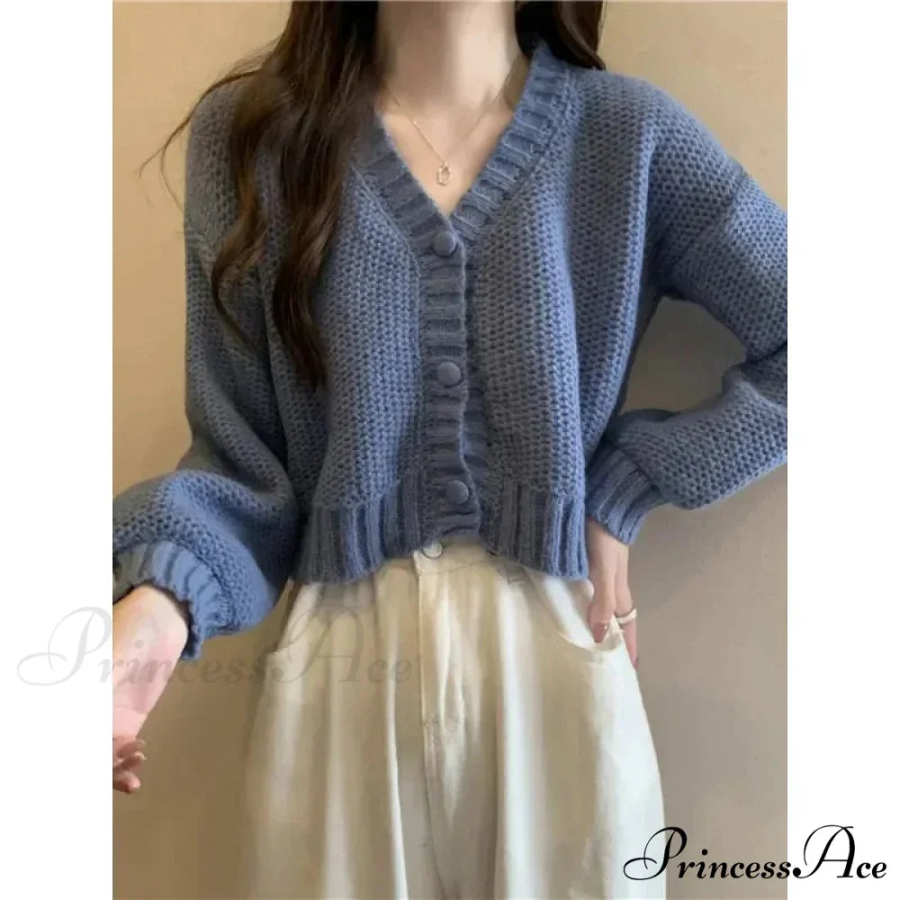 Button-Up V-Neck Charming Informal Knit Cardigan