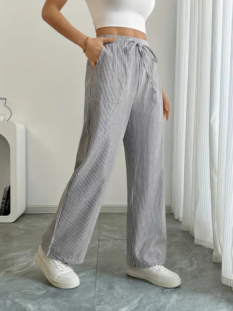 Nina - Elegant Striped Pant With Pockets