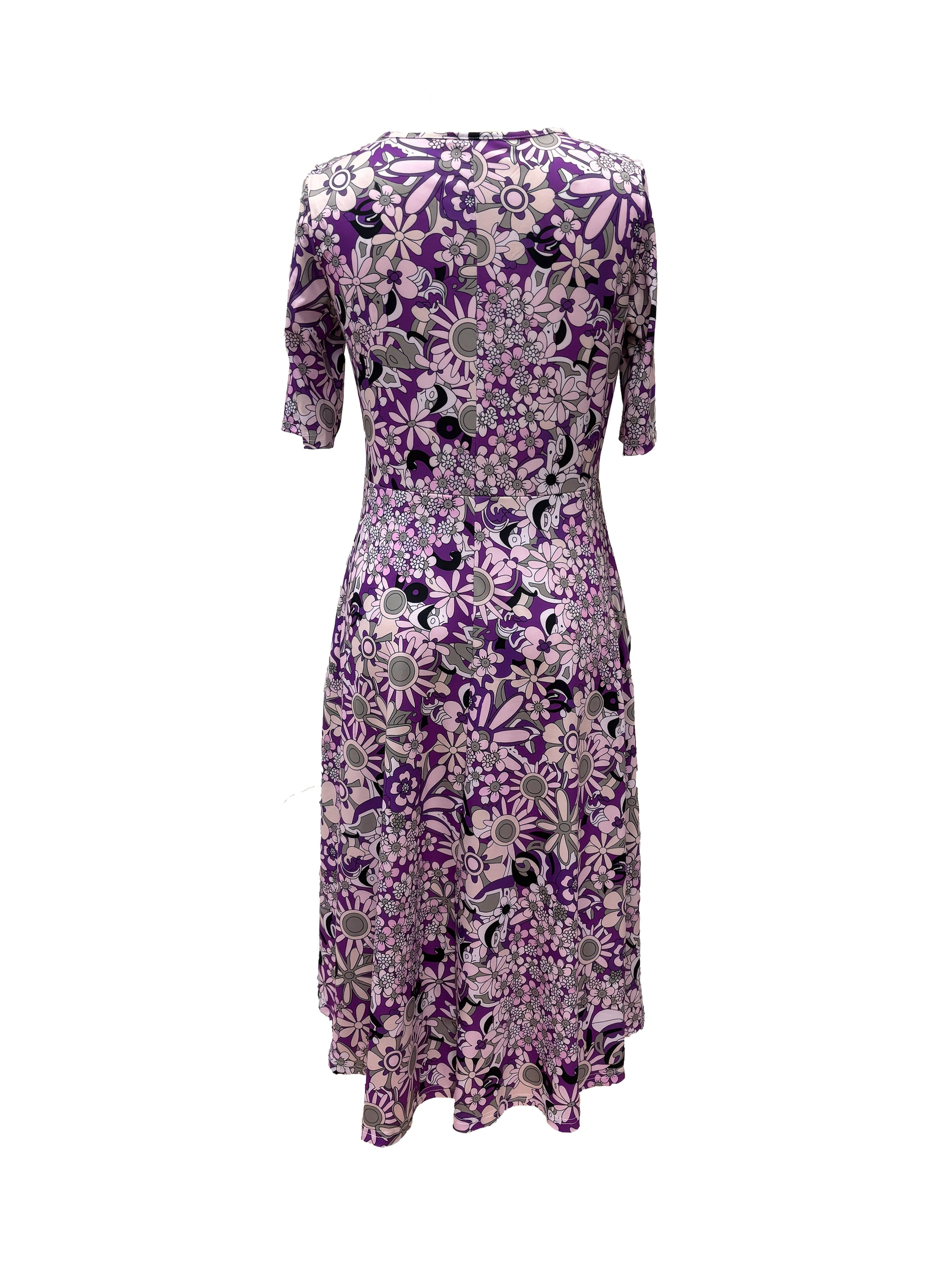 Gabi-Elegant Floral Print V-Neck Midi Dress