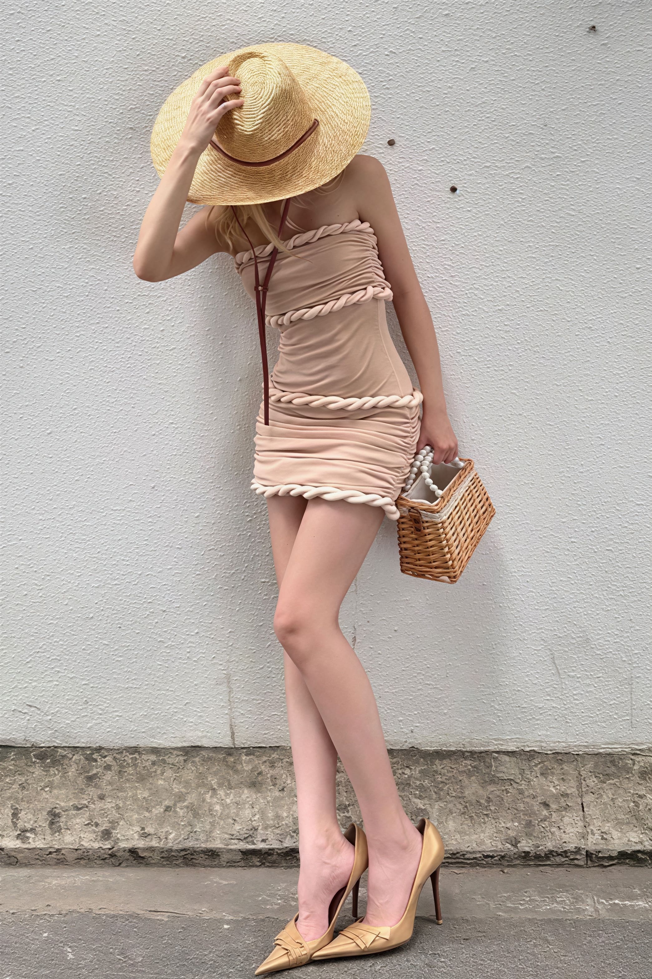 Ruffle Ruched Waist Bodycon Mini Dress