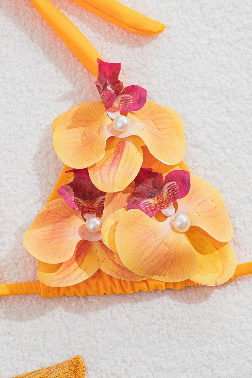Stereo Flower Decor Three Piece Swim Set